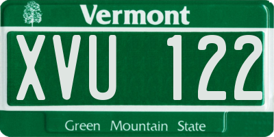 VT license plate XVU122