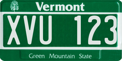 VT license plate XVU123
