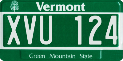 VT license plate XVU124