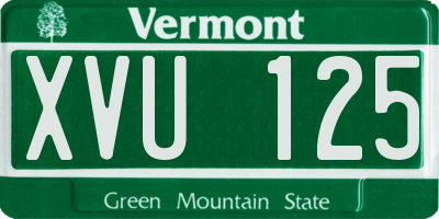 VT license plate XVU125