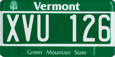 VT license plate XVU126