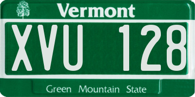 VT license plate XVU128