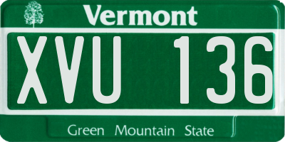 VT license plate XVU136