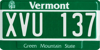VT license plate XVU137