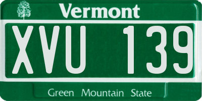 VT license plate XVU139