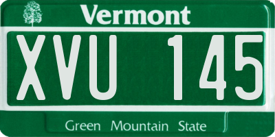 VT license plate XVU145