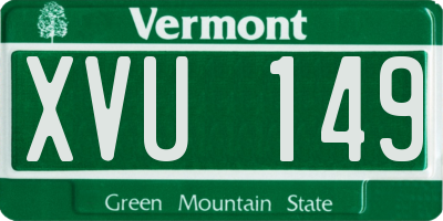 VT license plate XVU149