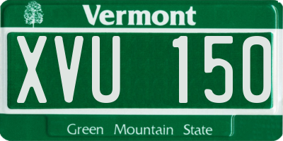 VT license plate XVU150