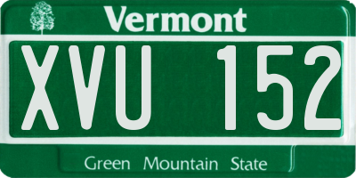 VT license plate XVU152