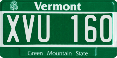 VT license plate XVU160