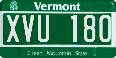 VT license plate XVU180