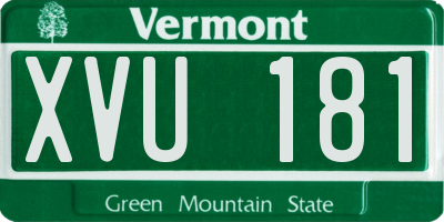 VT license plate XVU181