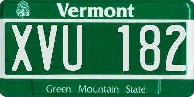VT license plate XVU182