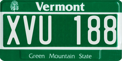 VT license plate XVU188
