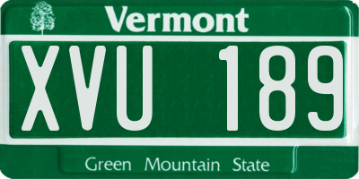 VT license plate XVU189