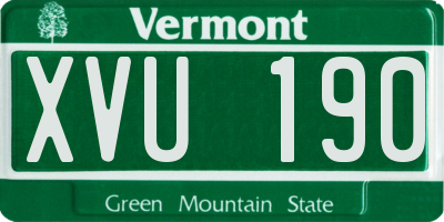 VT license plate XVU190