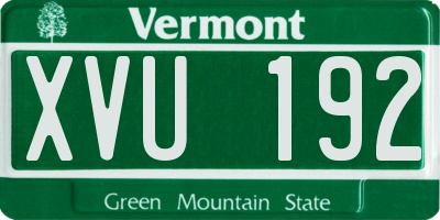 VT license plate XVU192
