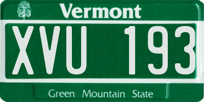 VT license plate XVU193