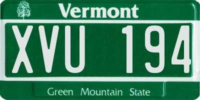 VT license plate XVU194
