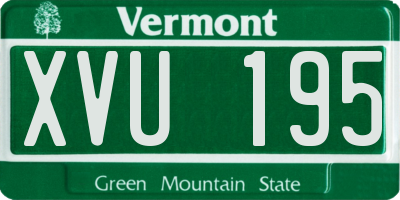 VT license plate XVU195