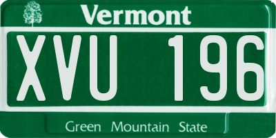 VT license plate XVU196