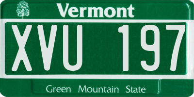 VT license plate XVU197