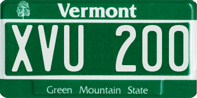 VT license plate XVU200