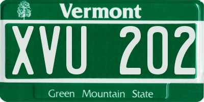 VT license plate XVU202