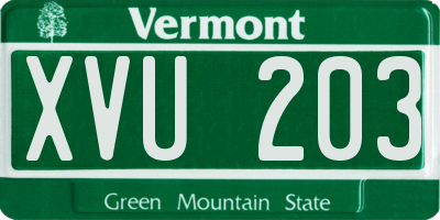 VT license plate XVU203