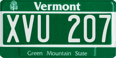 VT license plate XVU207