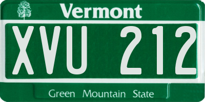 VT license plate XVU212