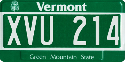 VT license plate XVU214
