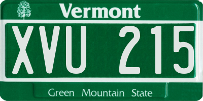 VT license plate XVU215