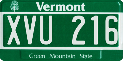 VT license plate XVU216