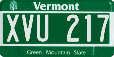 VT license plate XVU217