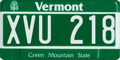 VT license plate XVU218