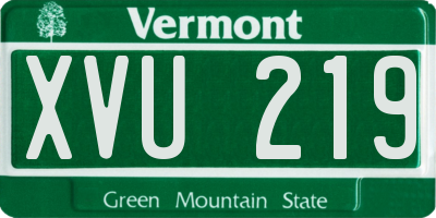 VT license plate XVU219