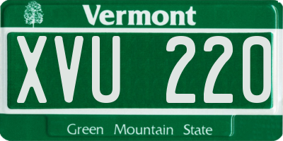 VT license plate XVU220