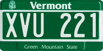 VT license plate XVU221
