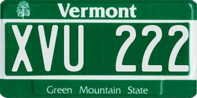 VT license plate XVU222