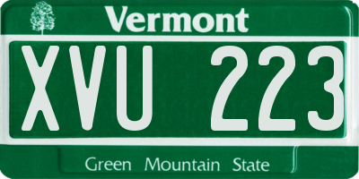 VT license plate XVU223