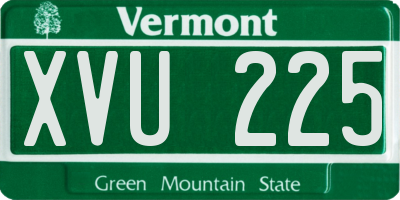 VT license plate XVU225