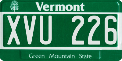VT license plate XVU226
