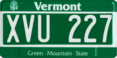 VT license plate XVU227