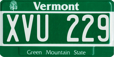 VT license plate XVU229