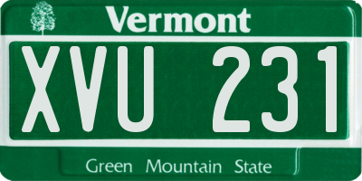 VT license plate XVU231