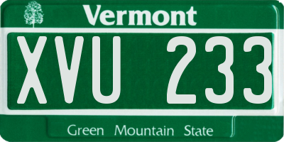VT license plate XVU233