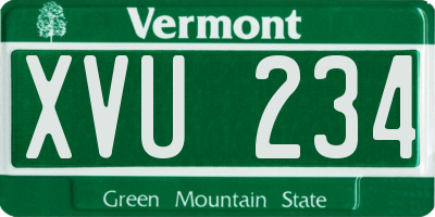 VT license plate XVU234