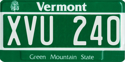 VT license plate XVU240