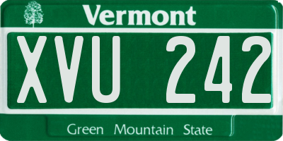 VT license plate XVU242